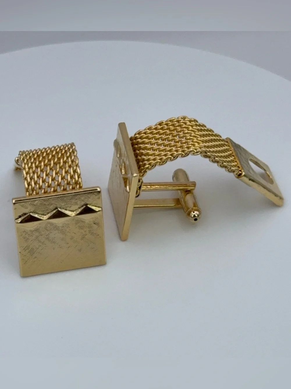 Textured Brushed Gold Tone Square Wrap Around Cufflinks